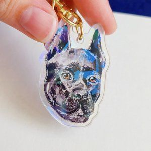 Cane Corso Holo Dog Keychain, Black Big Dog Breed, Cute Dog Lover Small Gift